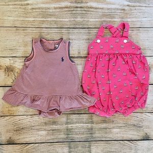 Ralph Lauren bundle of baby girls rompers sz 3-6mo